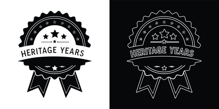 Heritage years vintage badge with ribbon vector illustration