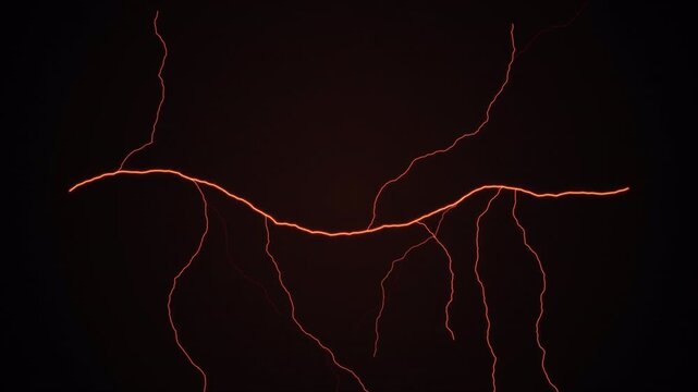 Cinematic Red Lightning Discharge Over Dark Sky for Dynamic Energy Graphics and Dramatic Background Overlays 4k video