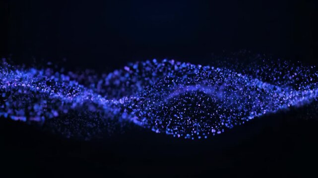 Blue particle convergence logo, blue particle flow painting