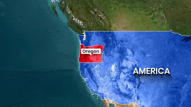 Animated Map of the USA Highlighting the Oregon Coastal State Region