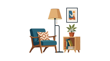 Fototapeta premium Cozy Living Room Corner with Armchair and Decor