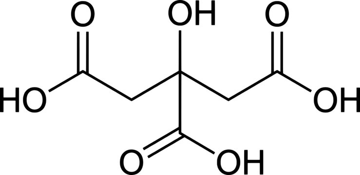 Citric acid molecular structure illustration