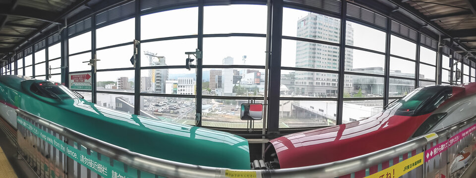 April 27 2026 Morioka Station Shinkansen platform with modern train