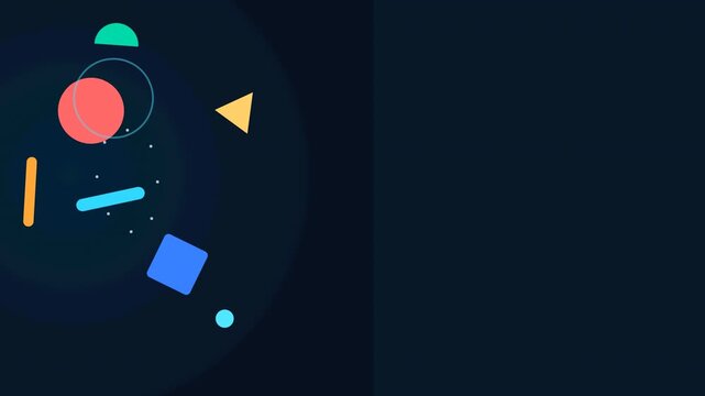 Abstract Geometric Shapes Animation - Colorful Elements Floating on Dark Background