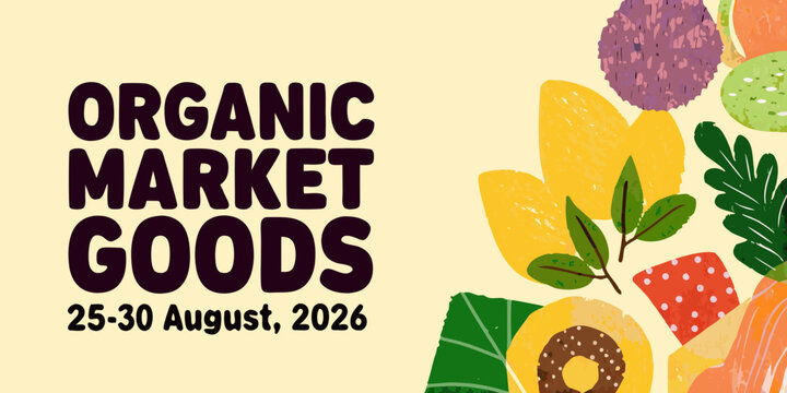 organic market goods poster with colorful vegetables produce illustration food healthy natural farmers