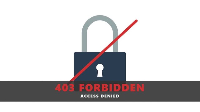 403 Forbidden Access Denied Message with Padlock Icon Animation for Web Security Error Concepts