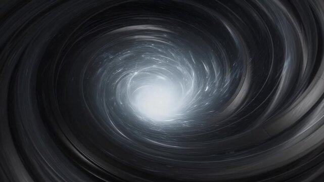 中心へ引き込まれる神秘的な光の渦とブラックホールのCG背景動画