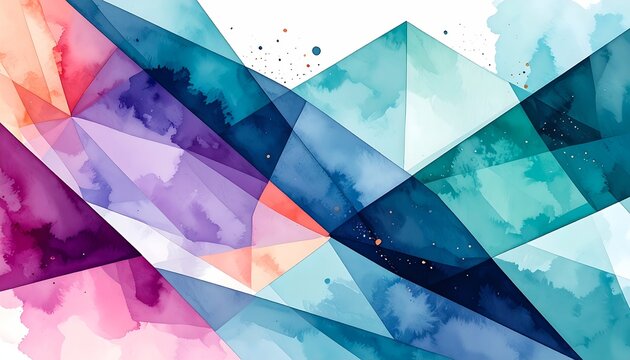Vibrant Watercolor Geometric Abstract Illustration