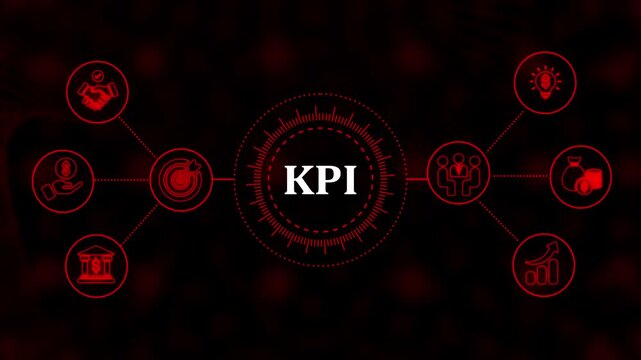 Kpi key performance indicator business infographic concept with digital and data analytics motion
