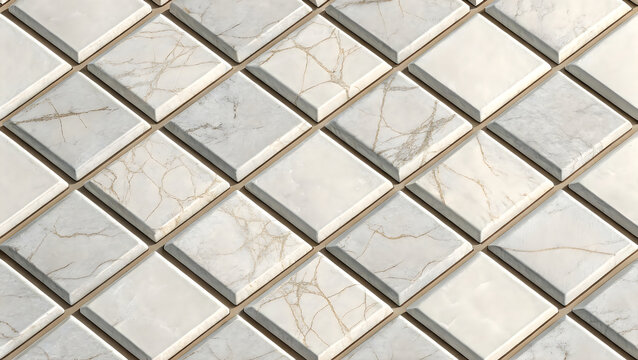 Close-up of gray diamond-shaped metallic tiles