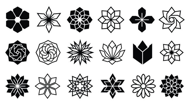 Geometric Floral Vector Set Mandala Pattern Icons