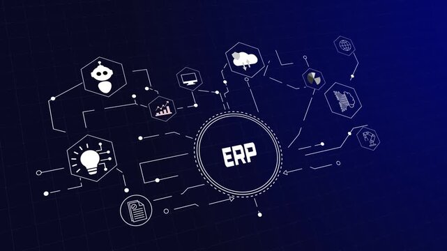 Enterprise Resource Planning Dashboard with Business Process Management Animation.