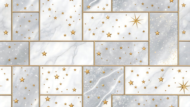 Colorful pixel art stars and flowers on gray grid background