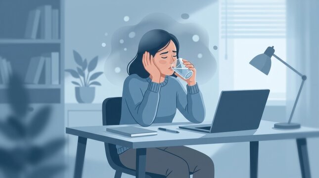 Overworked Employee Feeling Stressed While Working From Home