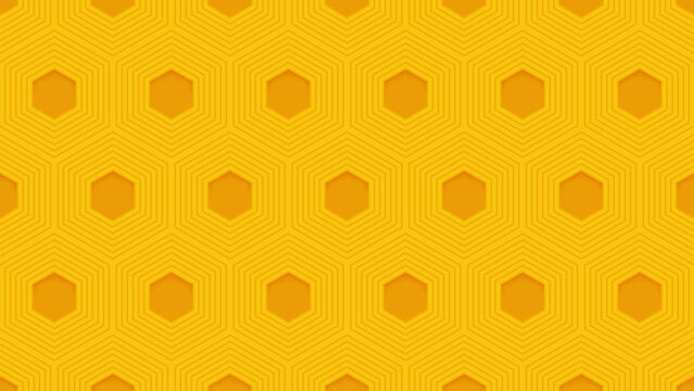 Yellow Honeycomb Hexagon Seamless Geometric Pattern Background with 3D Effect