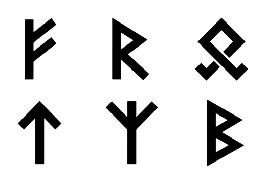 Ancient Norse Runes, Viking Symbols, Elder Futhark Alphabet Icons, Nordic Mythology Glyphs, Historical Script Elements