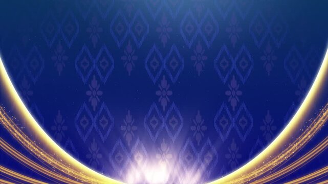 Golden Silk Flowing Over Traditional Batik Motif Background 4K