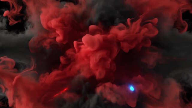 Abstract Cinematic Red and Black Smoke Explosion in Space