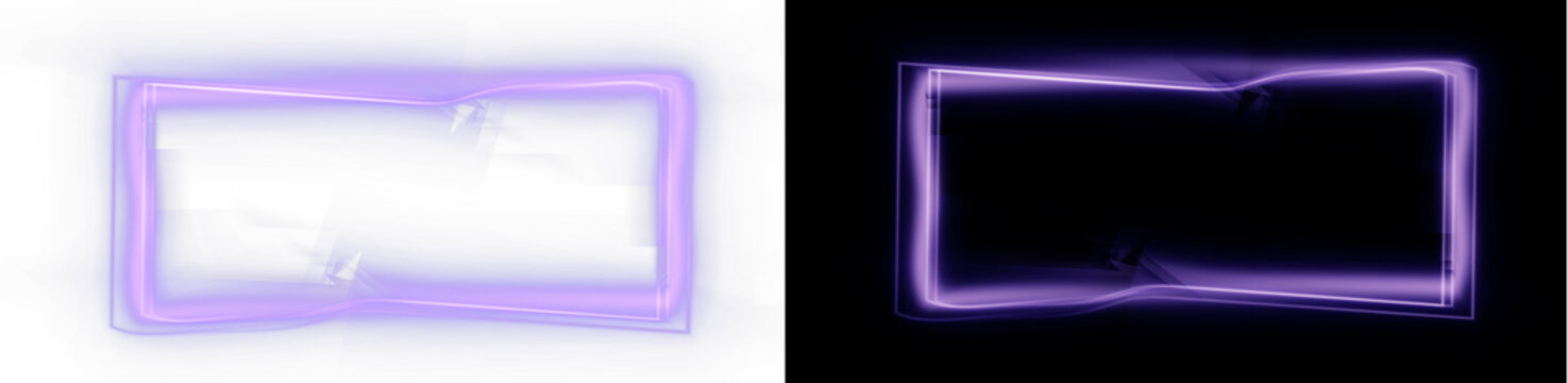 Neon lavender glowing rectangle frame border overlay asset for twitch streamers