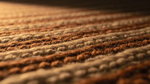 Macro striped knit fabric in warm brown tones.