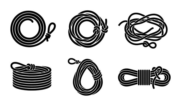 Rope Vector Icons: Knotted, Coiled, and Bundled Cord Illustrations for Nautical and Outdoor Themes