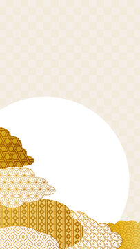 金の和柄背景　ゴールドのグラデーションイラスト 　正月背景