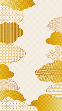 金の和柄背景　ゴールドのグラデーションイラスト 　正月背景