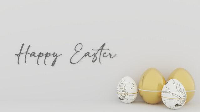  Happy Easter scene featuring a collection of colorful eggs
