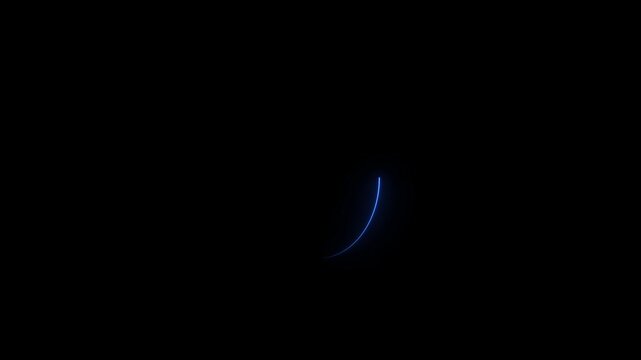 Glowing Blue Neon Circle Arc Line Segment Rotating Loading Progress HUD Element Animation on Dark Black Background for Futuristic Sci-Fi Cyberpunk UI Interface Screen Graphic