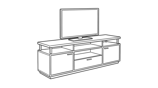 Modern TV stand entertainment console line art