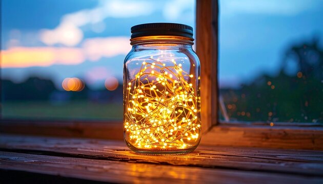 DIY Fairy Light Jar for Cozy Home Decor. Handmade glowing mason jar centerpiece with warm string lights