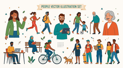 Fototapeta premium Diverse people vector illustration set