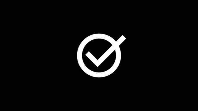 Animation white check mark that symbolizes approval or success concepts