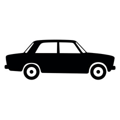 Fototapeta premium car silhouette, isolated on white background, flat vector.