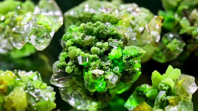 Vibrant Green Crystal Mineral Formation.