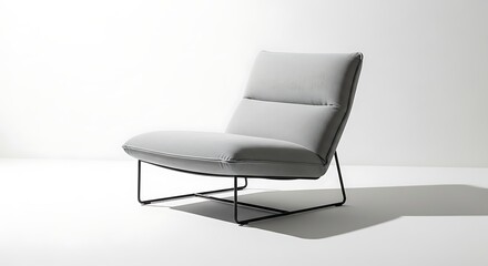 Obraz premium Modern grey lounge chair. Minimalist armchair design for contemporary interior decor.