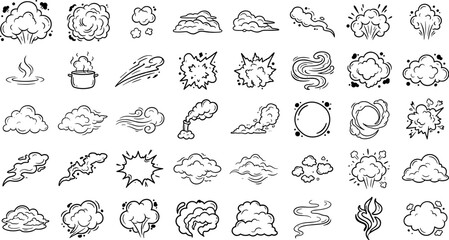 Smoke Cloud Comic Explosion Steam and Dust Trail Vector Line ArtSmoke Cloud Comic Explosion Steam and Dust Trail Vector Line Art © MDJAHIDUL