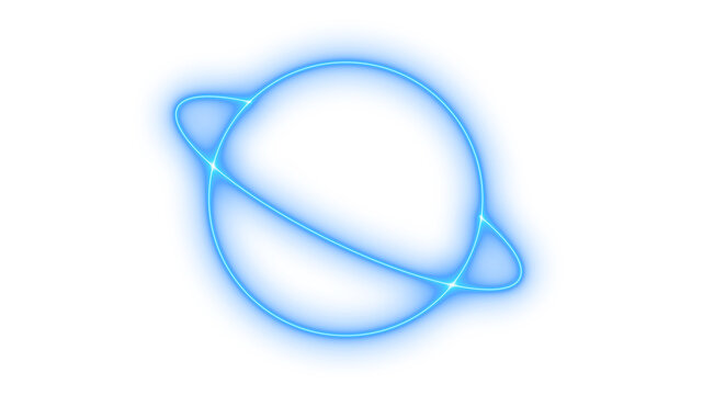 Glowing neon planet Saturn icon isolated on transparent background. Outer space exploration. Astronomy symbol. Cosmic science logo. Ringed planet.