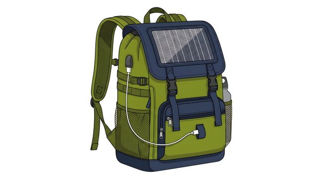 Solar Charging Backpack Panel Texture &mdash; Olive Navy Portable Clean Energy Vector