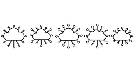 Obraz premium Five Stylized Virus Figures in a Row for Scientific Illustration.