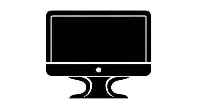 Minimalist Black Computer Monitor Icon Representing a Desktop Display and Technology.