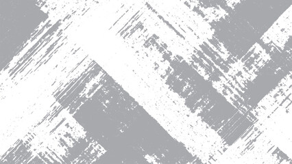 Obraz premium Abstract grunge texture with diagonal brush strokes in white and gray, distressed surface pattern with scratched and weathered details