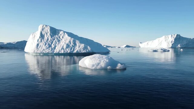 Arctic iceberg landscape, Antarctic icebergs tranquil sea surface