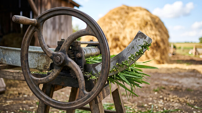 Cast Iron Chaff Cutter Machine Blade with Chopped Green Fodder Grass Bits