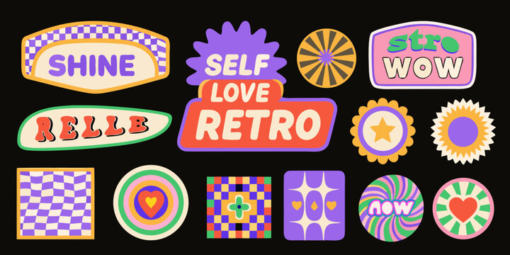 Retro Text Badges And Labels Vintage Seventies Style Vector Illustration