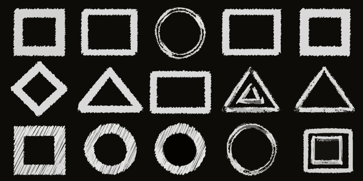 Geometric Shapes With Chalk Sketch Effect On Black Background
