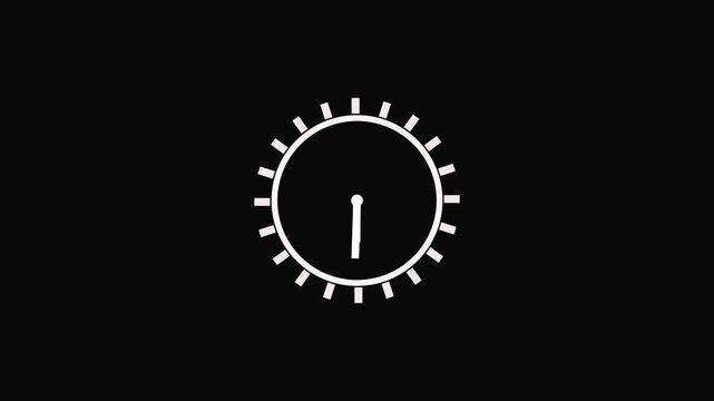 Minimalist Sunburst Clock Motion Graphic with Rotating Hands on Black Background