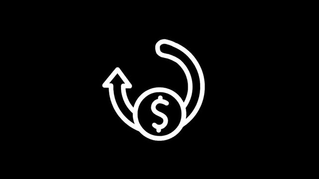 Circular arrow with dollar coin icon representing financial return or refund