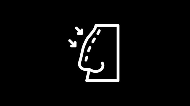 Icon representing rhinoplasty or nose job procedure with arrows indicating changes