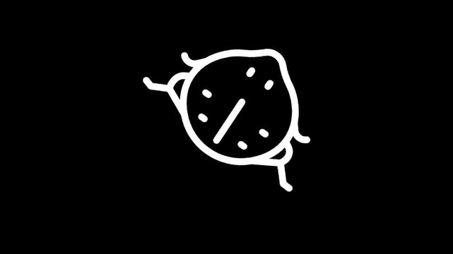 Simple white line drawing of a ladybug on a black background